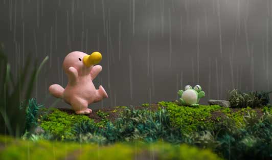 雨の中の二人画像